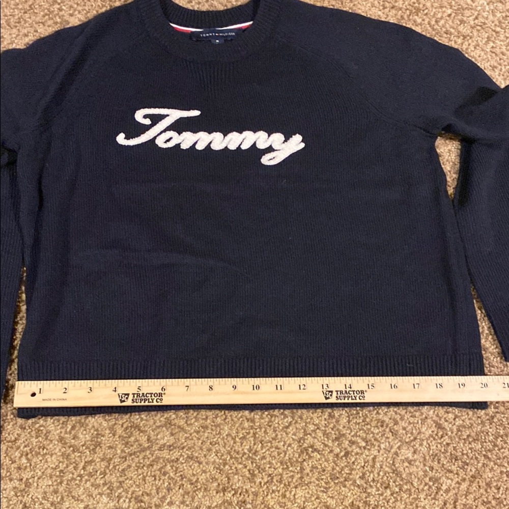 Navy Crewneck Sweater with Script Logo - Picture 7 of 8